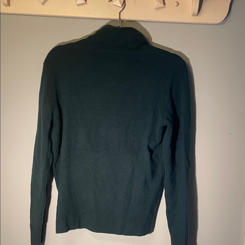 Ann Taylor Deep Green Shawl Collar Cardigan- 100% Cashmere - Picture 3 of 4